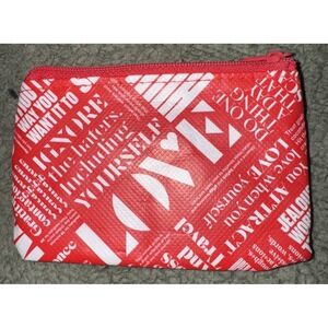 Lululemon Manifesto Love Yourself Coin Purse Card Holder Wallet Red‎ White NWOT